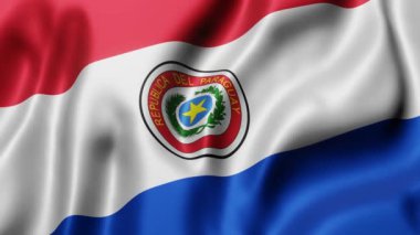 Ulusal Paraguay bayrağının üç boyutlu canlandırması bir döngü hareketinde sallanıyor