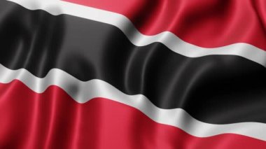 Ulusal bir Trinidad ve Tobago bayrağının üç boyutlu canlandırması bir döngü hareketinde sallanıyor