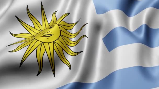 三维抛出乌拉圭国旗 在环状运动中挥动 — 图库视频影像