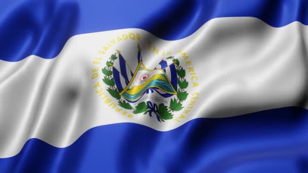 Darstellung Einer Nationalflagge Salvadors Die Einer Schleifenbewegung Geschwenkt Wird — Stockvideo
