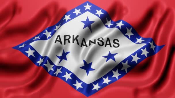 Renderowanie Flagi Stanu Arkansas Usa Machając Pętli Ruchu — Wideo stockowe