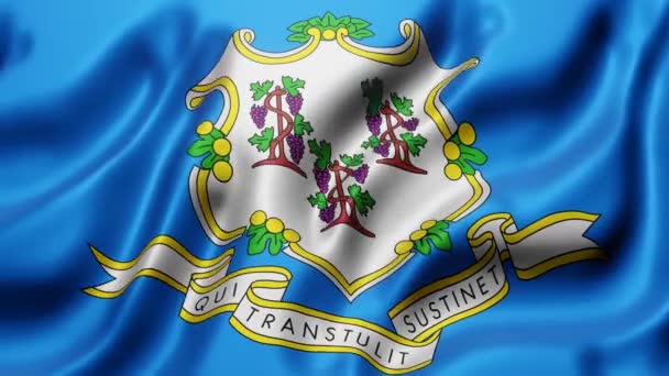 Representación Una Bandera Del Estado Connecticut Ondeando Movimiento Bucle — Vídeos de Stock