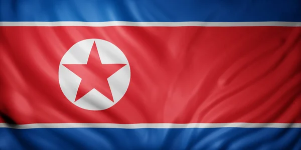 Renderização Uma Bandeira Nacional Coreia Norte — Fotografia de Stock