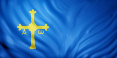Asturias İspanyol Topluluğu bayrağının 3D canlandırması