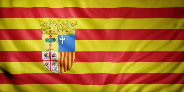 3D绘制阿拉贡西班牙语社区旗帜 — 图库照片