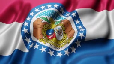Missouri bayrağının 3D görüntülenmesi bir döngü hareketinde sallanıyor
