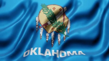 3d rendering of an Oklahoma US State flag waving in a looping motion