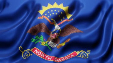 3d rendering of a North Dakota US State flag waving in a looping motion