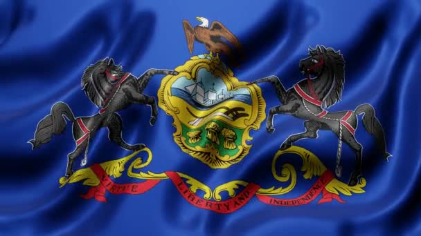 Rendering Pennsylvania State Flag Waving Looping Motion — Stok video