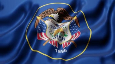 3d rendering of an Utah US State flag waving in a looping motion