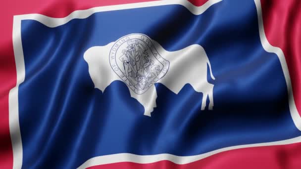 Render Dari Wyoming Bendera Negara Melambaikan Dalam Gerakan Looping — Stok Video