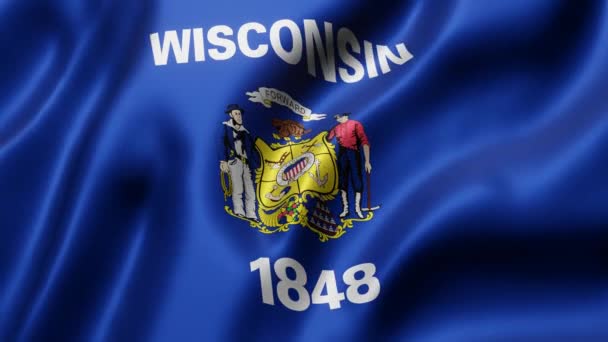 Rendering Wisconsin State Flag Waving Looping Motion — Stock Video