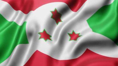 Ulusal Burundi bayrağının üç boyutlu canlandırması bir döngü hareketinde sallanıyor