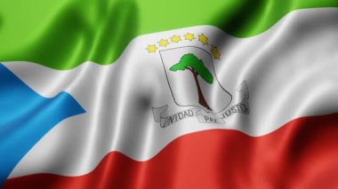 Ulusal Ekvator Ginesi bayrağının üç boyutlu canlandırması bir döngü hareketinde sallanıyor