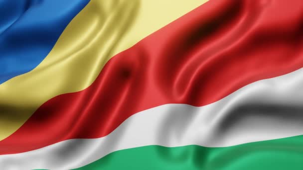 Renderização Uma Bandeira Nacional Das Seychelles Acenando Movimento Loop — Vídeo de Stock