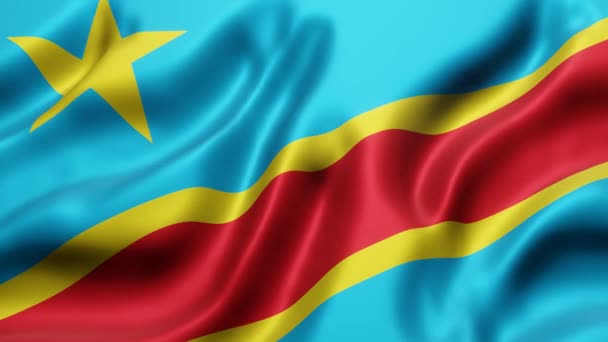 Rendering Una Bandiera Della Repubblica Democratica Nazionale Del Congo Sventolando — Video Stock