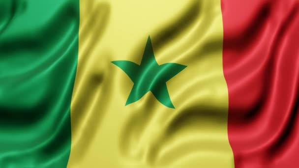 Визуализация Флага Сенегала Машущего Петлевым Движением — стоковое видео