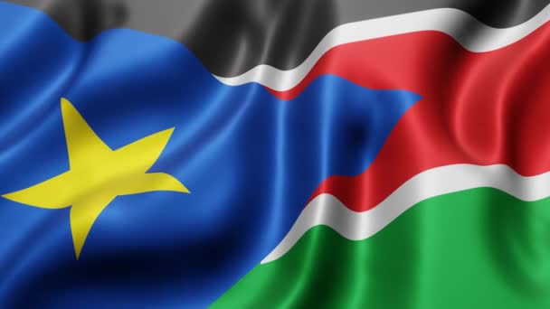 Rendering Una Bandiera Nazionale Del Sud Sudan Sventola Movimento Loop — Video Stock
