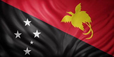 İpeksi bir Papua Yeni Gine bayrağının 3D çizimi