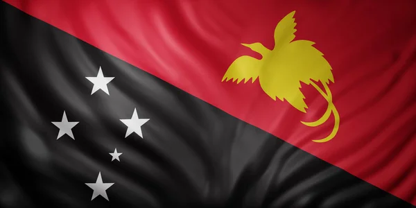 Rendering Detail Silked Papua New Guinea Flag — Stock Photo, Image