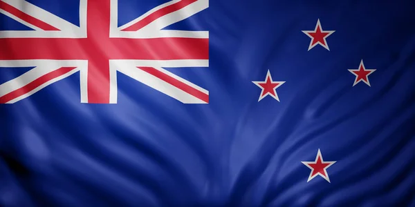 絹のようなニュージーランドの旗の詳細の3Dレンダリング — ストック写真