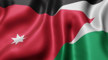 Ulusal Ürdün bayrağının üç boyutlu canlandırması bir döngü hareketinde sallanıyor