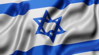 Ulusal İsrail bayrağının 3 boyutlu görüntülenmesi bir döngü hareketinde sallanıyor