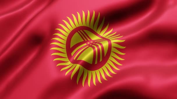 Ulusal Kırgızistan Bayrağının Boyutlu Canlandırması Bir Döngü Hareketinde Sallanıyor — Stok video