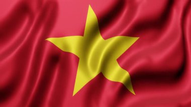 Ulusal Vietnam bayrağının 3 boyutlu görüntülenmesi bir döngü hareketi ile sallanıyor