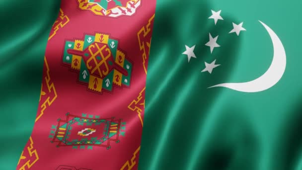 Rendering Una Bandiera Nazionale Turkmena Sventolando Movimento Loop — Video Stock