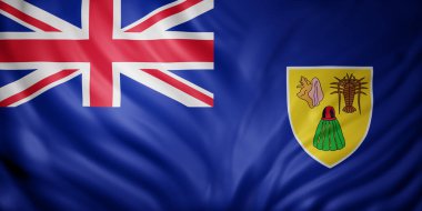 Türklerin ve Caicos Adaları bayrağının 3D görüntülenmesi