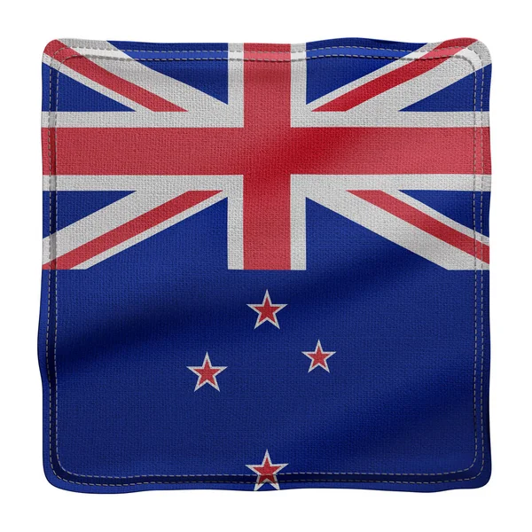 白い背景に隔離された絹のようなニュージーランドの旗の詳細の3Dレンダリング — ストック写真