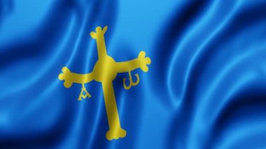 3d rendering of an Asturias Spanish Community flag waving in a looping motion.