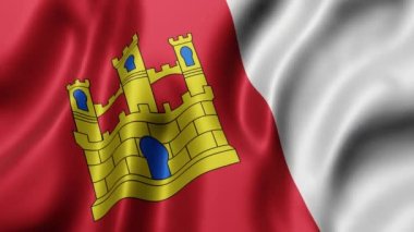 3d rendering of a Castilla la Mancha Spanish Community flag waving in a looping motion. 