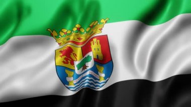 3d rendering of a Extremadura Spanish Community flag waving in a looping motion. 