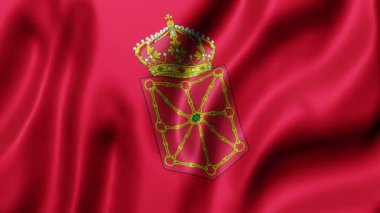 3d rendering of a Navarra Spanish Community flag waving in a looping motion. 