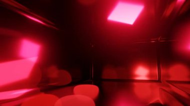 Soyut hareket arka planında kırmızı parlak neon ışıklar. Kusursuz döngü. Video animasyonu Ultra HD 4K 3840x2160
