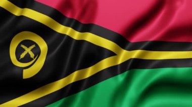 Ulusal Vanuatu bayrağının 3 boyutlu canlandırması bir döngü hareketinde sallanıyor