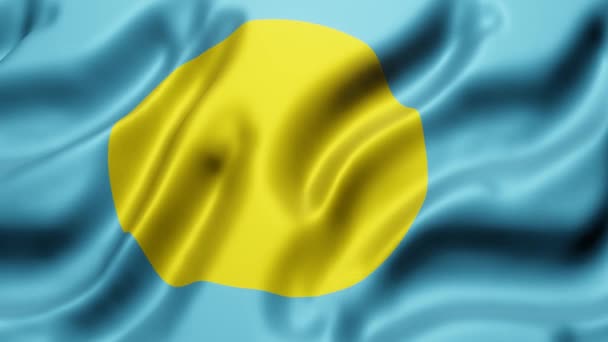 Återgivning National Palau Flagga Viftar Looping Rörelse — Stockvideo