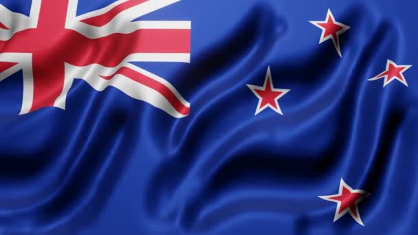 Darstellung Einer Neuseeländischen Nationalflagge Die Einer Schleifenbewegung Weht — Stockvideo