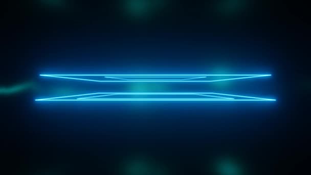 Modrá Zářící Neonová Světla Abstraktním Pohyblivém Pozadí Bezproblémová Smyčka Video — Stock video