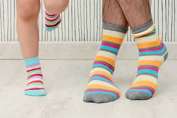 Father and son in socks — Stock Photo, Image