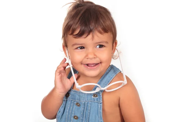 Little girl and glasses — Stock Photo, Image