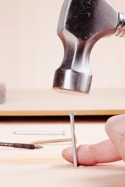 Hammer and nail — Stock Photo, Image