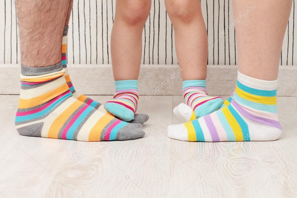 father and son in socks
