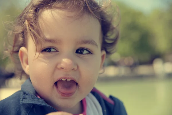 Dirty screaming baby — Stock Photo, Image