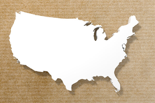 3d rendering of a United States map on an old paper background