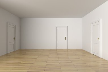 3d rendering of a minimalism room with some doors