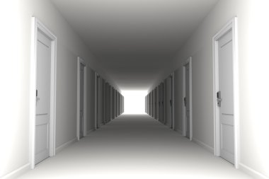 boş bir koridor iç bir sahne 3D render
