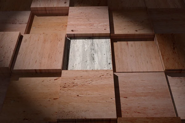 3d renderização de um fundo com alguns cubos de pedra, um deles diferente — Fotografia de Stock
